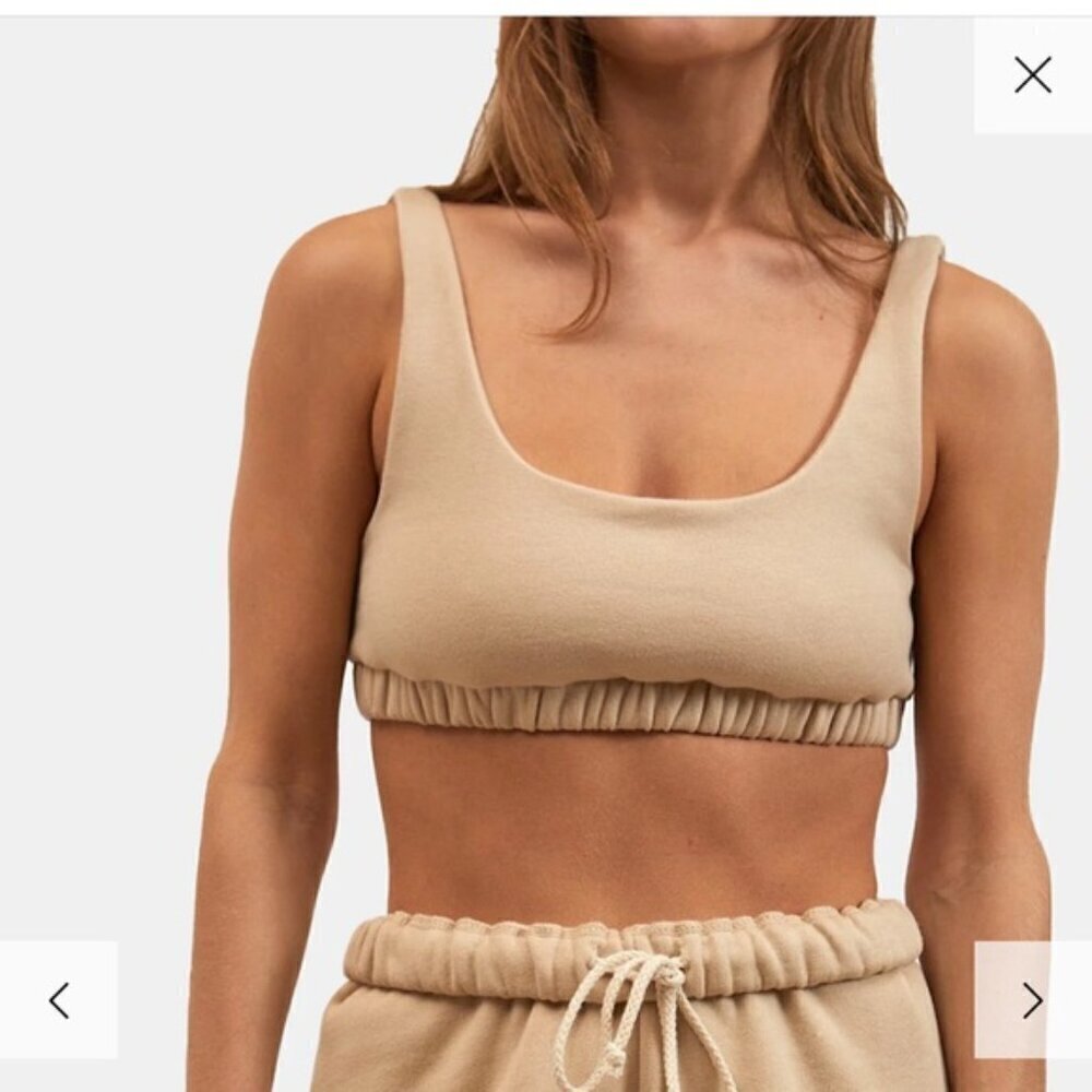 DONNI Eco Fleece Sporty Bra in Taupe size Large NEW NWT 100% cotton - Picture 2 of 11